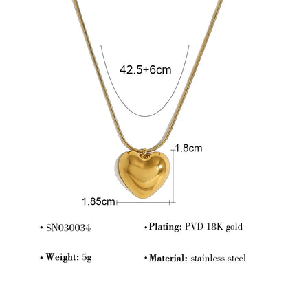 Vintage Heart-Shaped Necklace Set – 18K Gold Plated Titanium Steel Heart Design