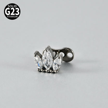 ASTM F136 Titanium Marquise Crown Microdermal Anchor – Elegant Surface Implant Jewelry