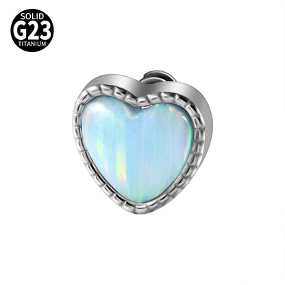 ASTM F136 Titanium Opal Heart Dermal – Minimal Collarbone Skin Implant Jewelry