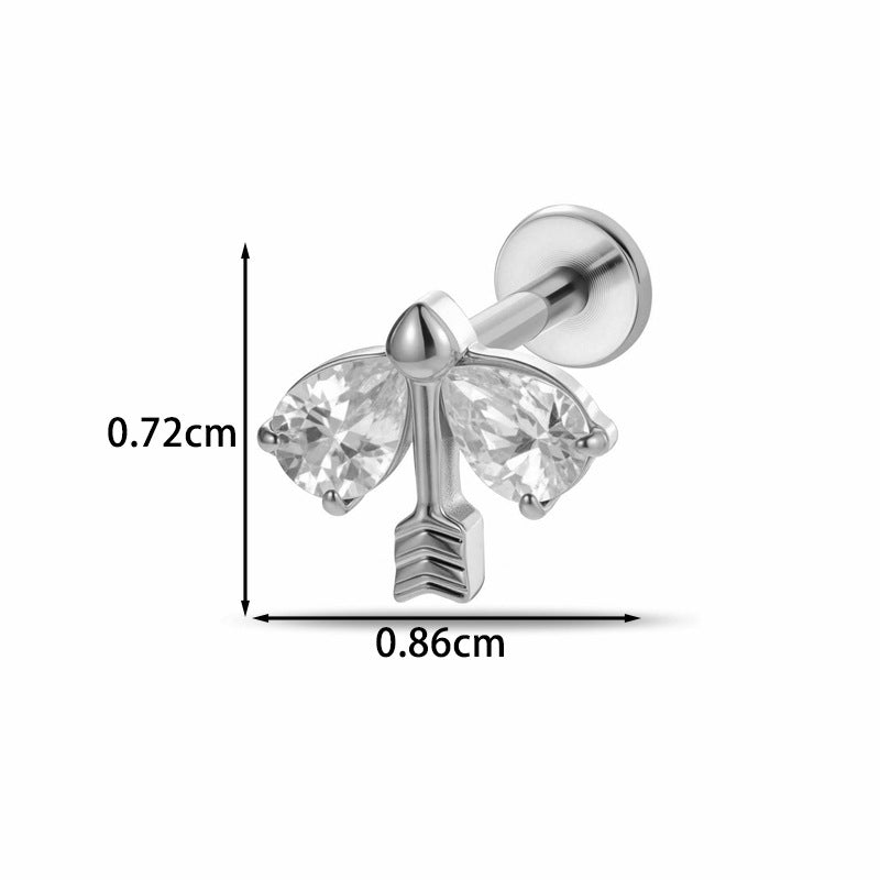 Implant Grade ASTM F136 Titanium Classic CZ Flat Back Labret Stud | Internal Thread Ear & Lip Piercing Jewelry