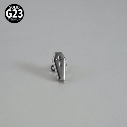 ASTM F136 Titanium Coffin Cross Dermal Anchor – Hexagon Gothic Skin Implant Jewelry