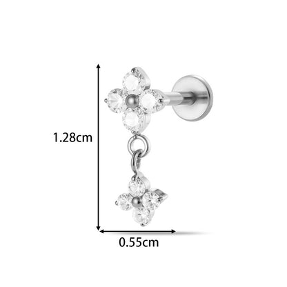 Implant Grade ASTM F136 Titanium Threadless Push Pin Zircon Geometric Flat Back Stud | Helix Cartilage Tragus Lip Piercing Jewelry