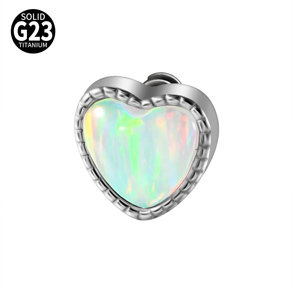 ASTM F136 Titanium Opal Heart Dermal – Minimal Collarbone Skin Implant Jewelry