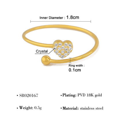 Elegant Heart-Shaped Crystal Necklace & Ring Set – 18K Gold Plated Titanium Steel