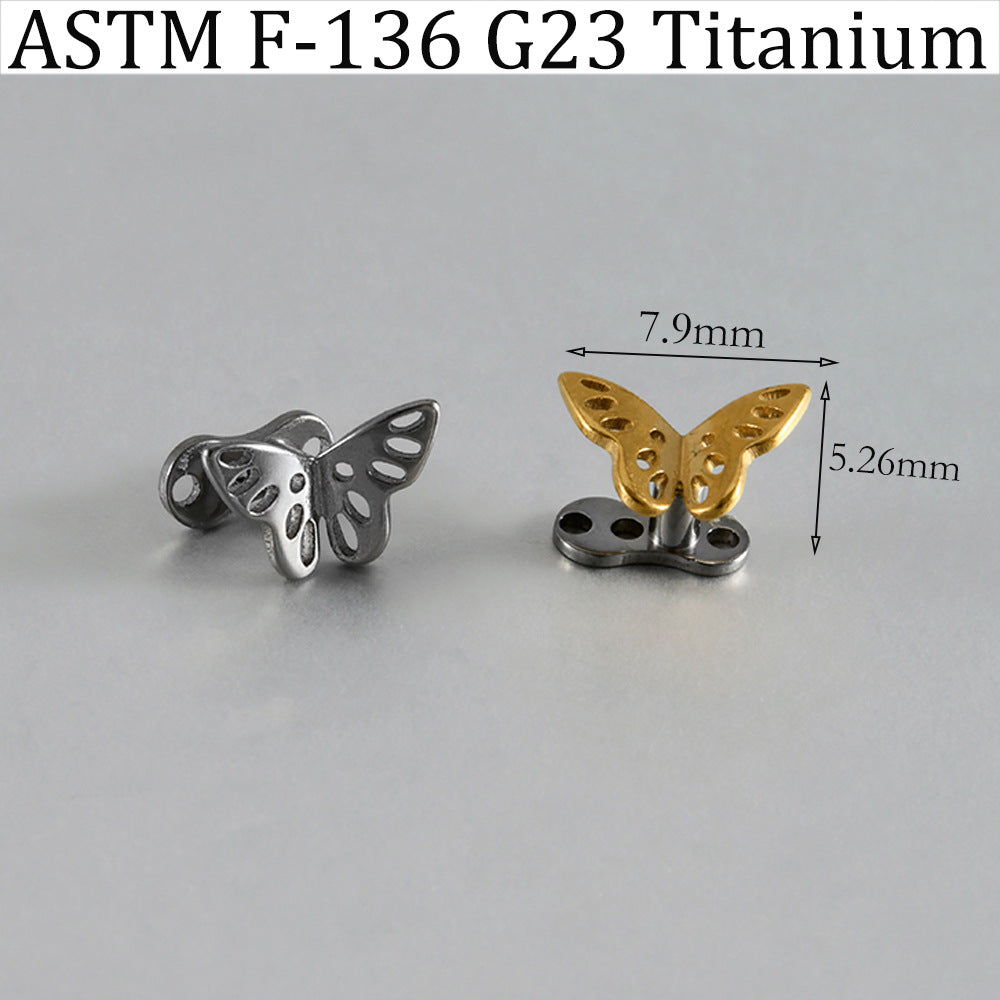 ASTM F136 Titanium Multi-Hole Hollow Butterfly Dermal Anchor Implant – Elegant Skin Implant Piercing Jewelry