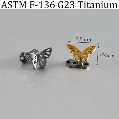 ASTM F136 Titanium Multi-Hole Hollow Butterfly Dermal Anchor Implant – Elegant Skin Implant Piercing Jewelry