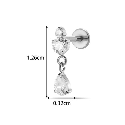 Implant Grade ASTM F136 Titanium Threadless Push Pin Zircon Geometric Flat Back Stud | Helix Cartilage Tragus Lip Piercing Jewelry