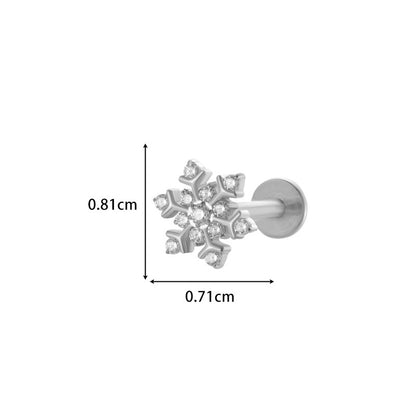 Implant Grade ASTM F136 Titanium Micro CZ Flat Back Stud | Internal Thread Cartilage & Lip Piercing Jewelry
