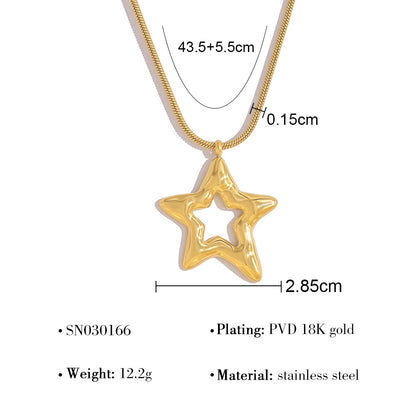 Stylish 18K Gold Plated Titanium Pendant Clavicle Necklace | Four Pendant Designs: Flower, Heart, Round, Star | Adjustable Chain Length