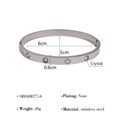 18K Gold Plated Titanium Steel Vintage Open Cuff Bracelets with Crystals, Fashionable and Durable