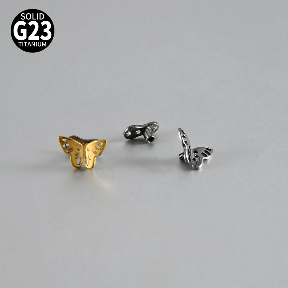 ASTM F136 Titanium Multi-Hole Hollow Butterfly Dermal Anchor Implant – Elegant Skin Implant Piercing Jewelry