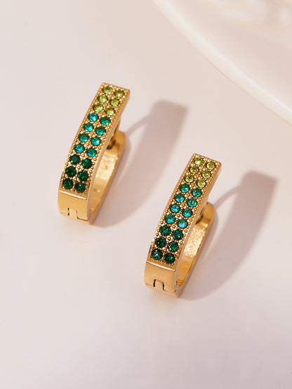 U-Shaped Geometric Zircon Earrings | Stainless Steel Micro Paved Colorful Hoop Earrings | Minimalist Modern Fashion Jewelry