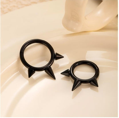 G23 Titanium Spike Hoop Earrings | Hypoallergenic Hinged Clicker Piercing Jewelry for Men & Women