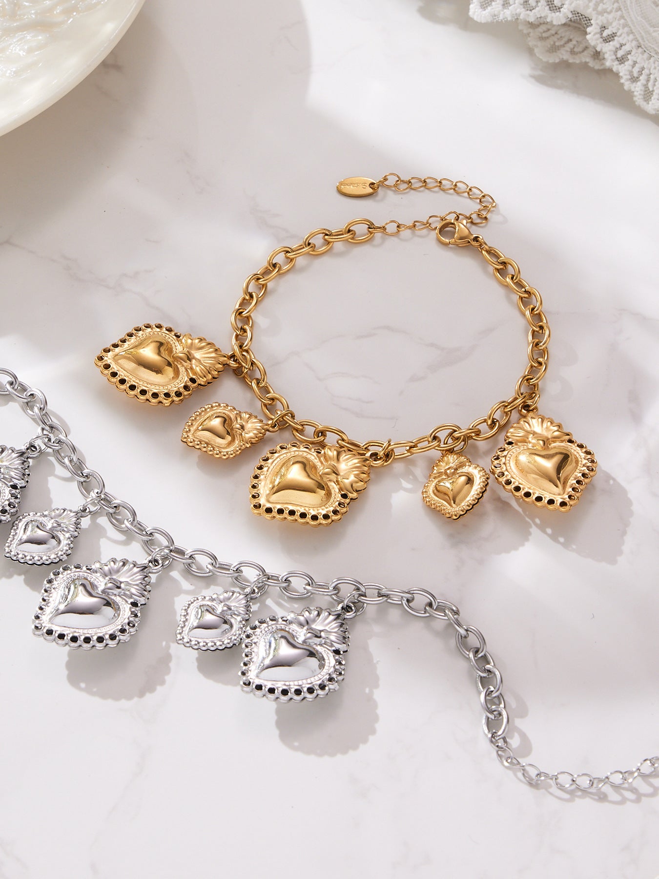 Stainless Steel Strawberry & Sunflower Jewelry Set – Necklace · Bracelet · Earrings