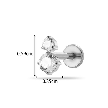 Implant Grade ASTM F136 Titanium Threadless Push Pin Zircon Flat Back Stud | Minimal Helix Cartilage Tragus Lip Piercing Jewelry
