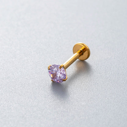 Minimalist Titanium Cartilage Barbell with Zircon – Hypoallergenic Piercing Jewelry