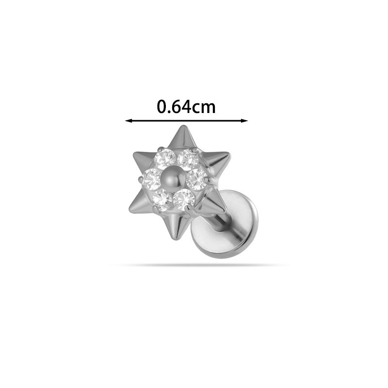 G23/F136 Titanium CZ Heart Flower Carousel Internal Thread Lip & Cartilage Stud | 10 Styles