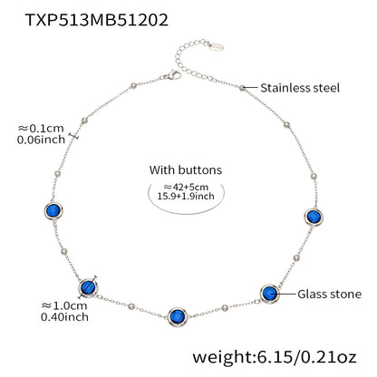 Candy Color Glass Stone Jewelry Set – Stainless Steel Necklaces, Bracelets & Earrings