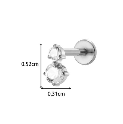 Implant Grade ASTM F136 Titanium Threadless Push Pin Zircon Geometric Flat Back Stud | Cartilage Helix Tragus Lip Piercing Jewelry