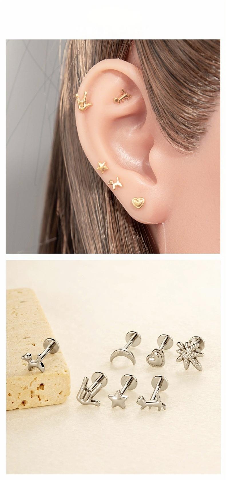 Titanium Internally Threaded Flat Back Piercing Stud for Cartilage