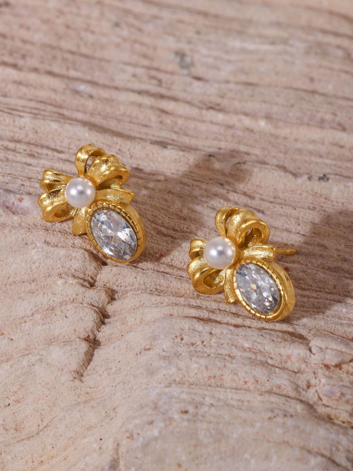 Stainless Steel Butterfly Earrings Rhinestone & Glass Stone Fashion Earrings
