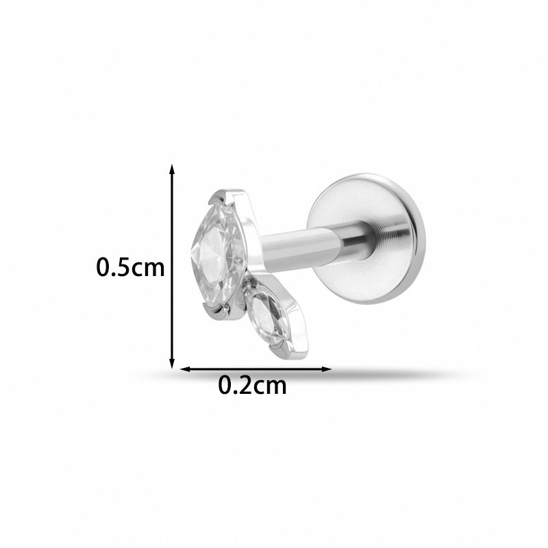 Implant Grade G23 ASTM F136 Titanium Micro CZ Flat Back Cartilage Stud | Internal Thread 16G Helix Tragus Earring