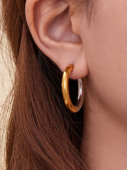 Statement Stainless Steel Hoop Earrings – Bold Geometric Circle Earrings, Modern Minimalist Jewelry for Women
