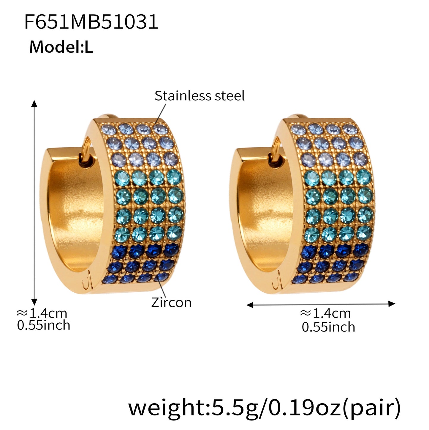 Stainless Steel Colorful Zircon Round Hoop Earrings Set – Modern Minimalist Retro Luxury Hoops
