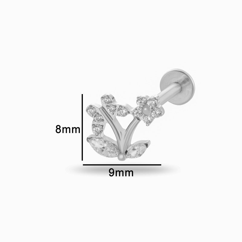 G23/F136 Titanium Zircon Lip & Cartilage Piercing Jewelry | Internally Threaded Studs | Fashionable & Hypoallergenic