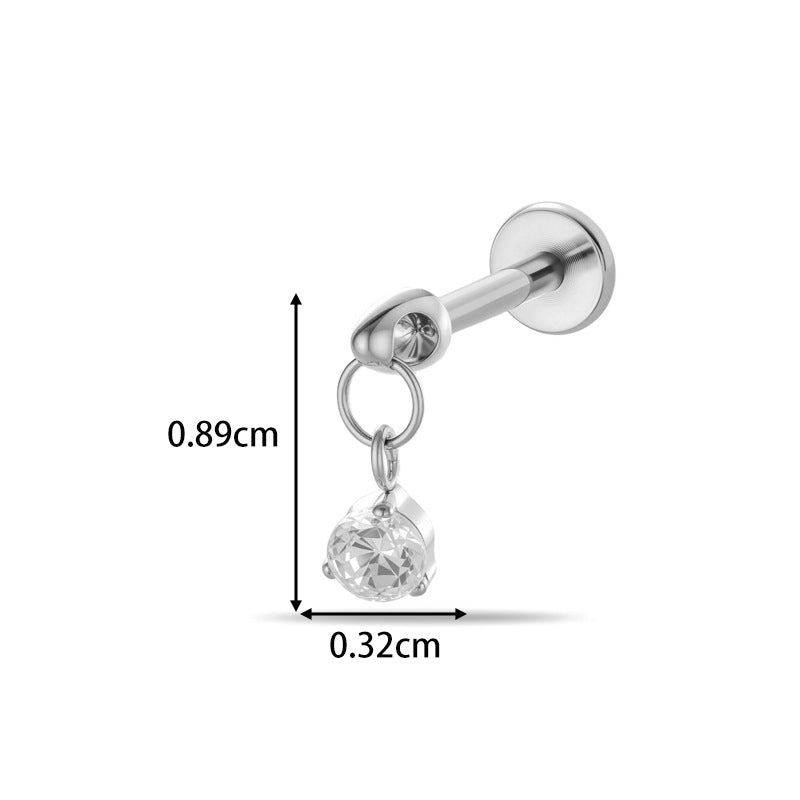 G23/F136 Titanium CZ Labret Studs | Internally Threaded Flat Back Lip & Cartilage Piercing Jewelry