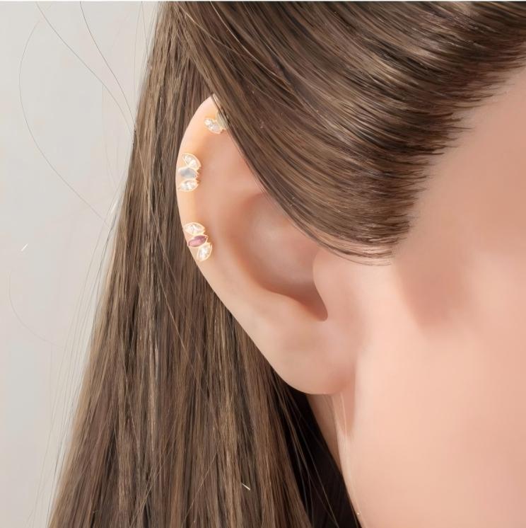 G23/F136 Titanium Marquise CZ Leaf Internal Thread Flat Back Piercing Jewelry – 7 Styles