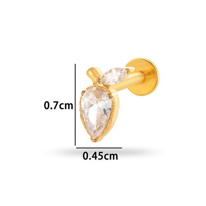 G23/F136 Titanium Internally Threaded CZ Flat-Back Cartilage Stud Earrings