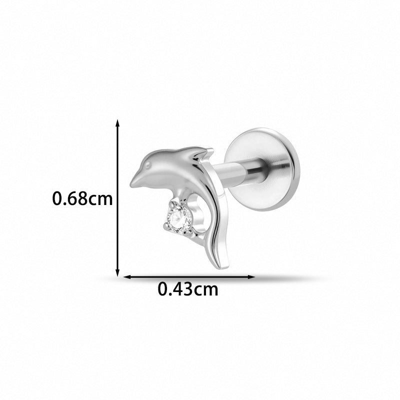 Implant Grade G23 ASTM F136 Titanium CZ Labret Stud | Internal Thread 16G Flat Back Lip & Cartilage Earring