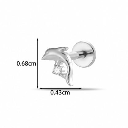 Implant Grade G23 ASTM F136 Titanium CZ Labret Stud | Internal Thread 16G Flat Back Lip & Cartilage Earring
