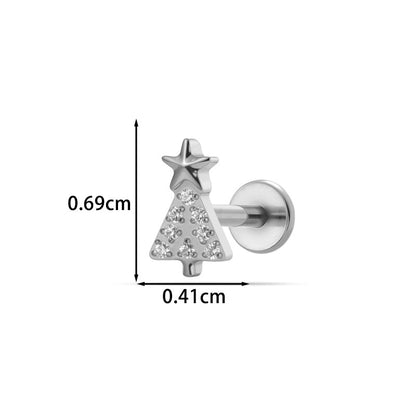 G23/F136 Titanium Micro CZ Internal Thread Piercing Jewelry – Christmas Tree, Rose, Comb & Bunny | 10 Styles