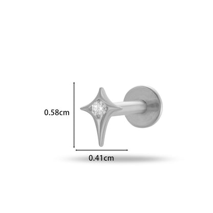 G23/F136 Titanium Moon & Star Push Pin Lip & Ear Piercing Jewelry – Sleek Flat Bar Body Jewelry