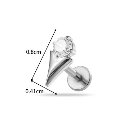 Implant Grade ASTM F136 Titanium Threadless Push Pin Zircon Flat Back Stud | Minimal Helix Cartilage Tragus Lip Piercing Jewelry