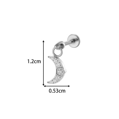 G23/F136 Titanium Internally Threaded Flat Back Lip Stud & Earring – Zircon Flower & Heart Dangle Piercing Jewelry for Women, Gold & Silver