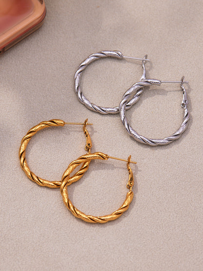 Twisted Multi-Strand Stainless Steel Hoop Earrings – Modern Geometric Fashion Jewelry Set