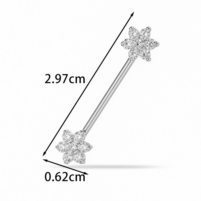 G23 Titanium Nipple Ring with CZ Gem | F136 Implant Grade Barbell Piercing Jewelry