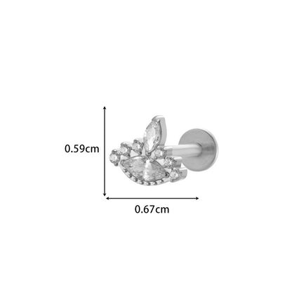 F136 Titanium Internally Threaded CZ Cartilage Stud Earrings – Flat Back Piercing Jewelry