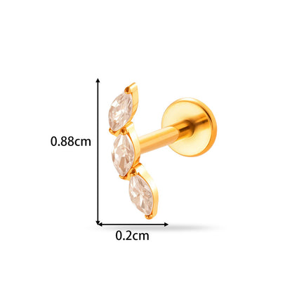 G23/F136 Titanium Heart & Snake Design Internally Threaded Lip Labret Studs | Zircon Piercing Jewelry for Cartilage, Helix, Tragus, and Lip