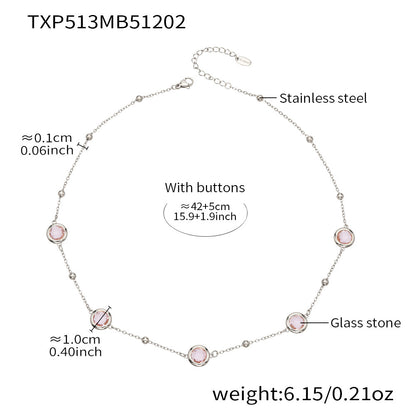 Candy Color Glass Stone Jewelry Set – Stainless Steel Necklaces, Bracelets & Earrings