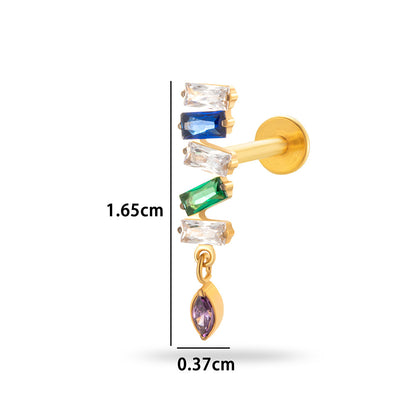 F136 Titanium Internally Threaded Zirconia Teardrop Cartilage Stud – Hypoallergenic Ear Piercing Jewelry