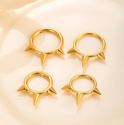 G23 Titanium Spike Hoop Earrings | Hypoallergenic Hinged Clicker Piercing Jewelry for Men & Women