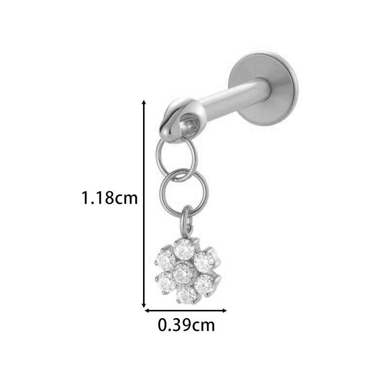 F136 Titanium Internally Threaded Flower CZ Cartilage Stud – Hypoallergenic Piercing Jewelry