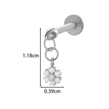 F136 Titanium Internally Threaded Flower CZ Cartilage Stud – Hypoallergenic Piercing Jewelry