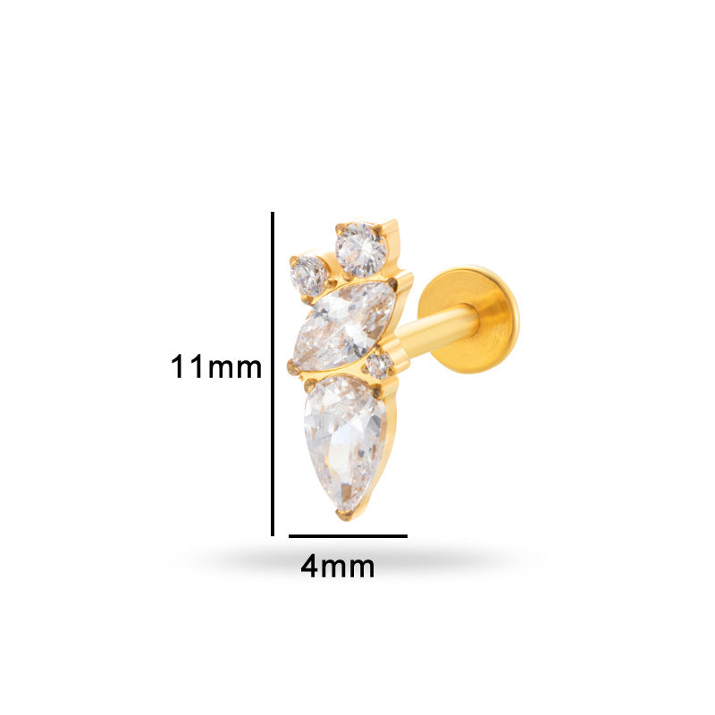 G23/F136 Titanium Internally Threaded Cartilage Stud – Luxury Lightweight Piercing Jewelry with CZ
