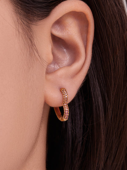 Colorful Cubic Zirconia Heart Hoop Earrings Set | Stainless Steel Simple Chic Ear Cuff for Women