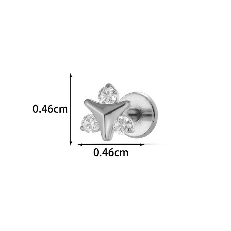 G23/F136 Titanium CZ Heart Flower Carousel Internal Thread Lip & Cartilage Stud | 10 Styles